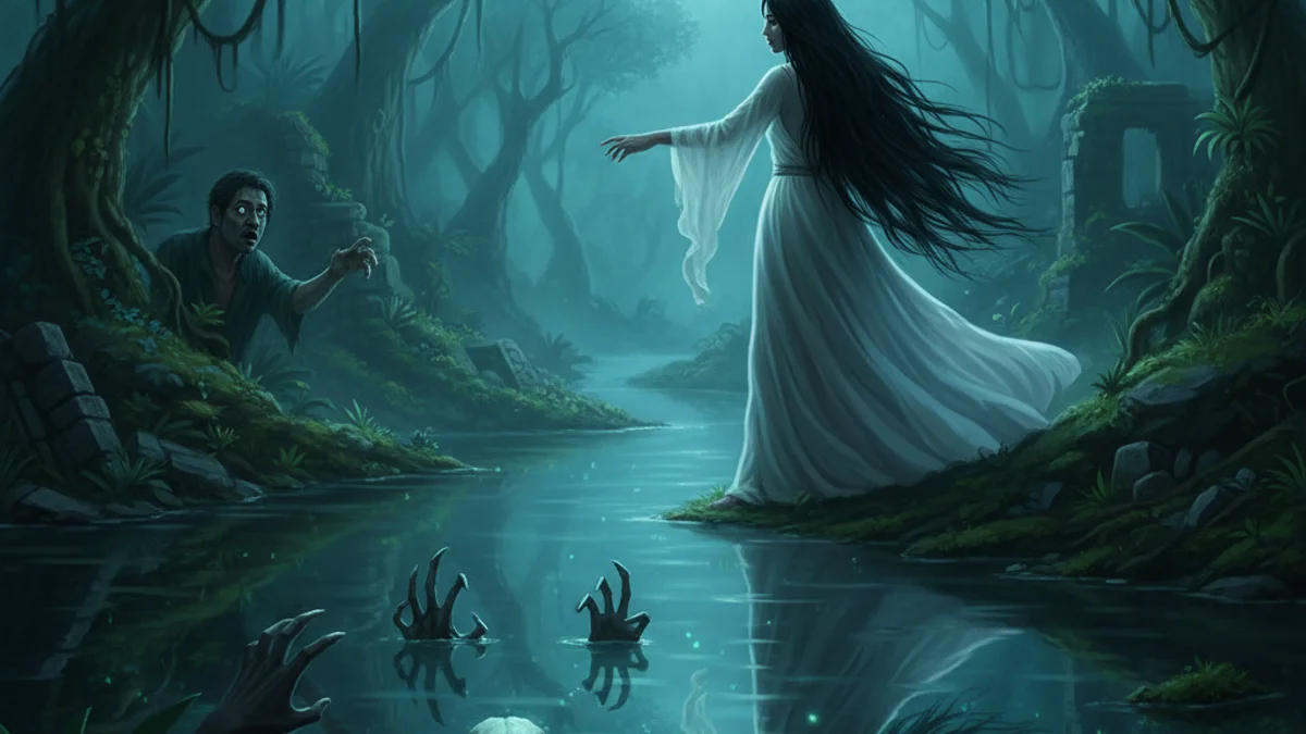 La Siguanaba - Ghost Stories story illustration from Latin American Folklore