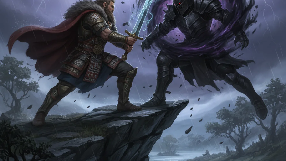 Illustration for Lacplesis the Bear Slayer - a latvian legends Baltic Mythology story with moral lessons