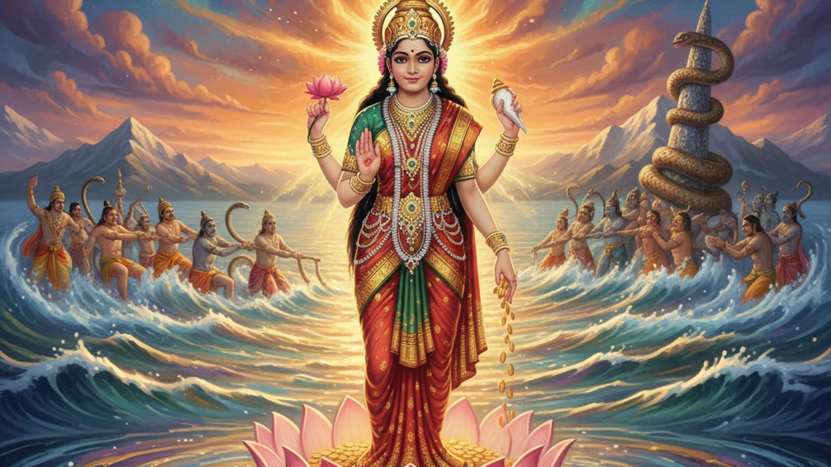 Illustration for Lakshmi's Emergence - a goddess stories Hindu Epics story with moral lessons