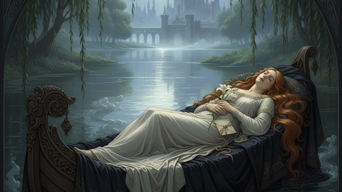 Illustration for Lancelot and Elaine - a knights of the round table Arthurian Legends story with moral lessons