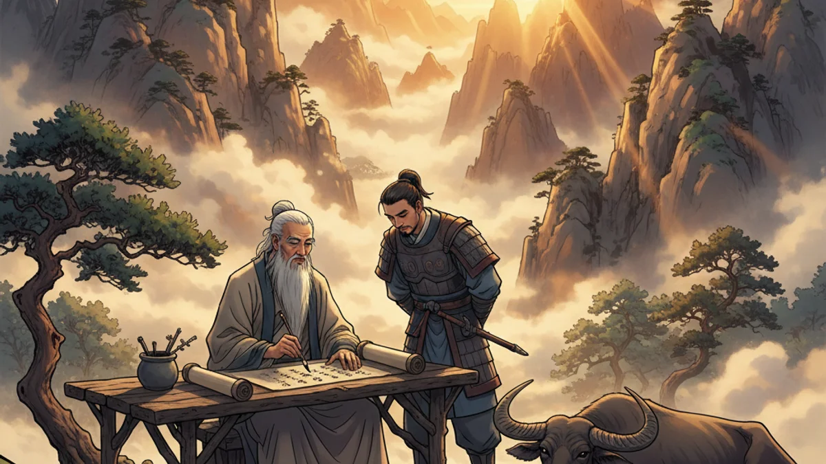 Laozi Writes the Tao Te Ching - Immortal Stories story illustration from Taoist Tales