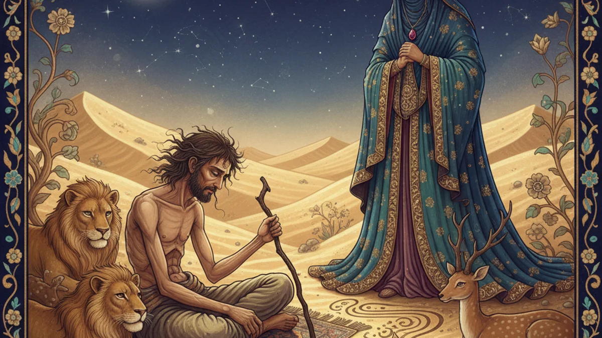 Illustration for Layla and Majnun - a persian love stories Persian Mythology story with moral lessons