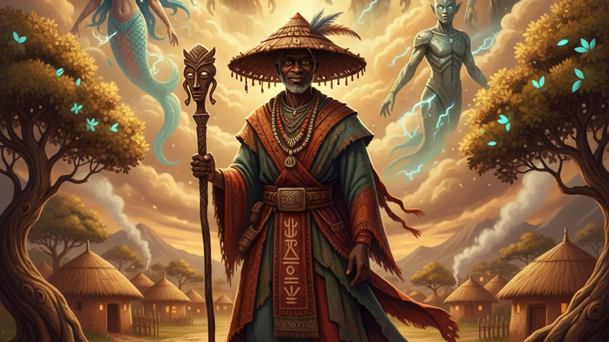 Illustration for Legba the Messenger - a fon and dahomey African Mythology story with moral lessons