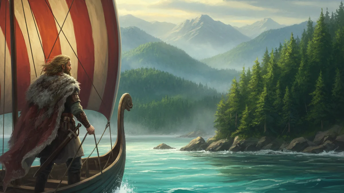 Leif Erikson Discovers Vinland - Additional Sagas story illustration from Norse Sagas