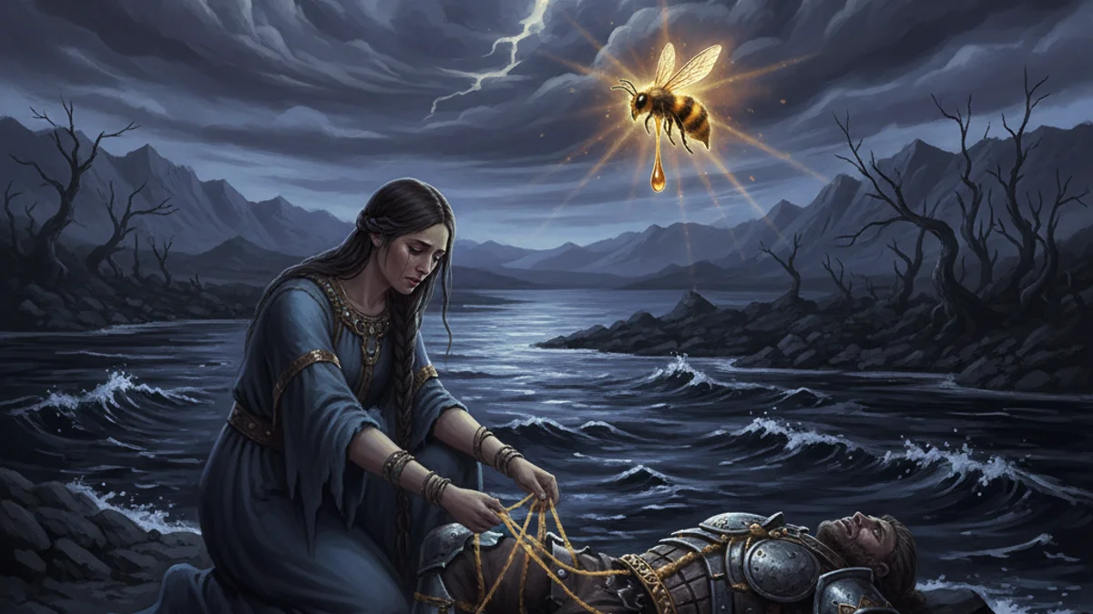 Illustration for Lemminkainen's Death and Revival - a kalevala Finnish Mythology story with moral lessons