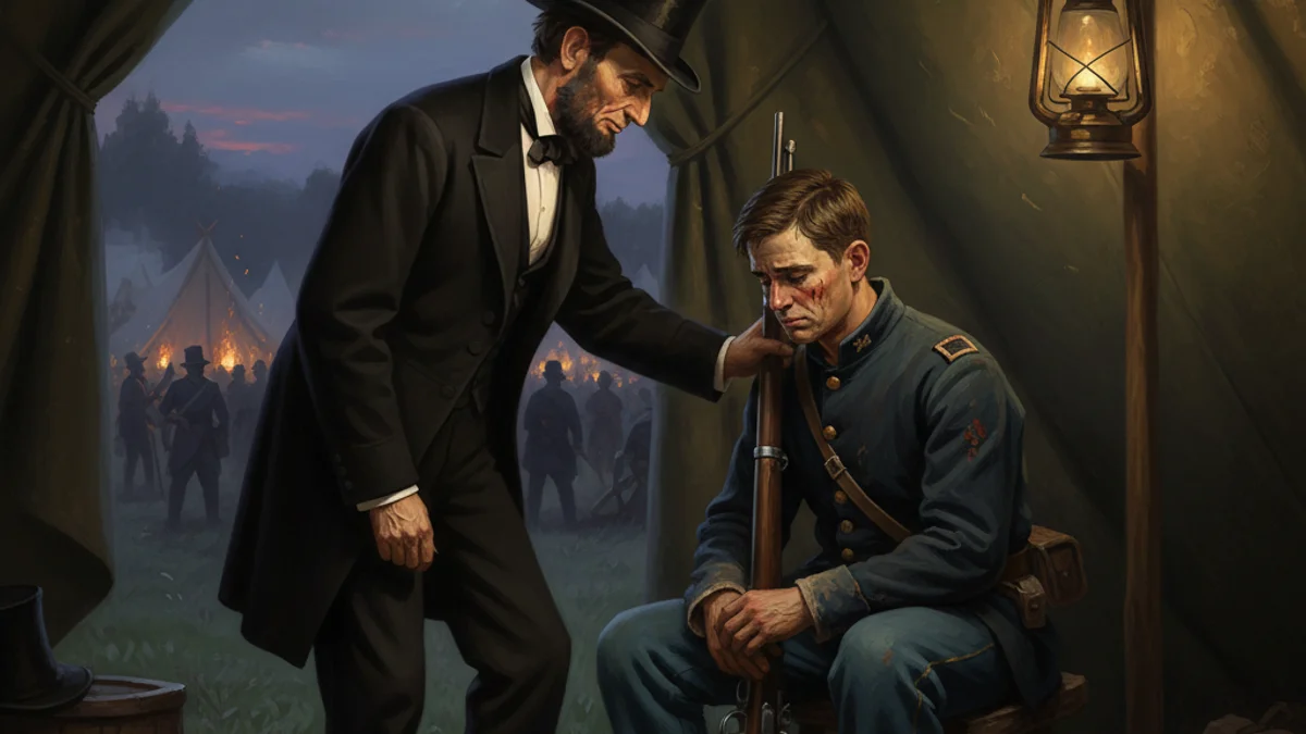 Illustration for Lincoln and the Sleeping Sentinel - a abraham lincoln anecdotes Tales of Historical Figures story with moral lessons