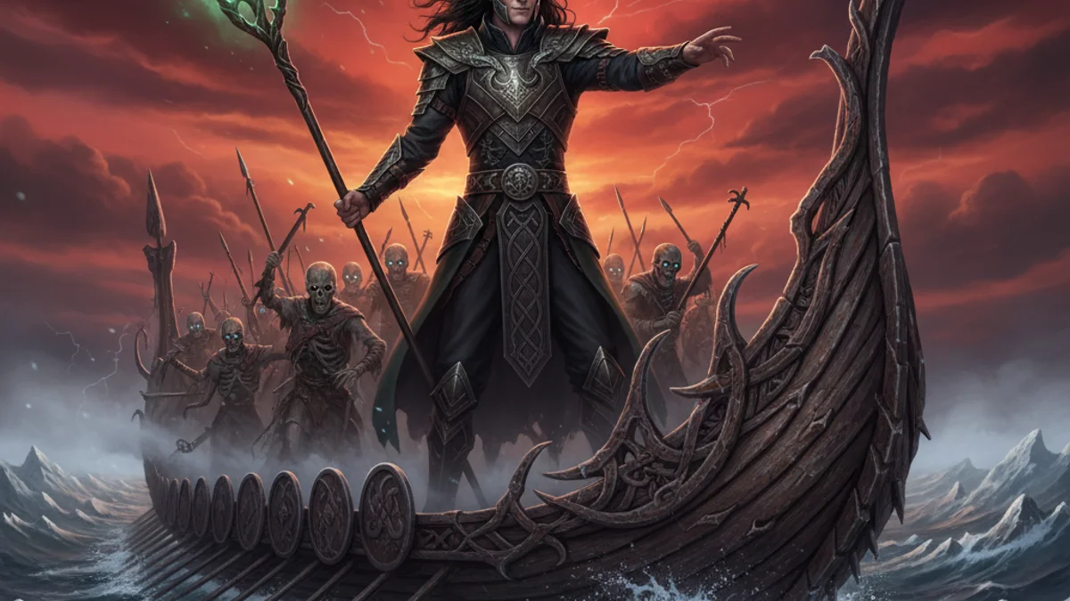 Illustration for Loki Leads the Dead - a ragnarok stories Norse Myths story with moral lessons