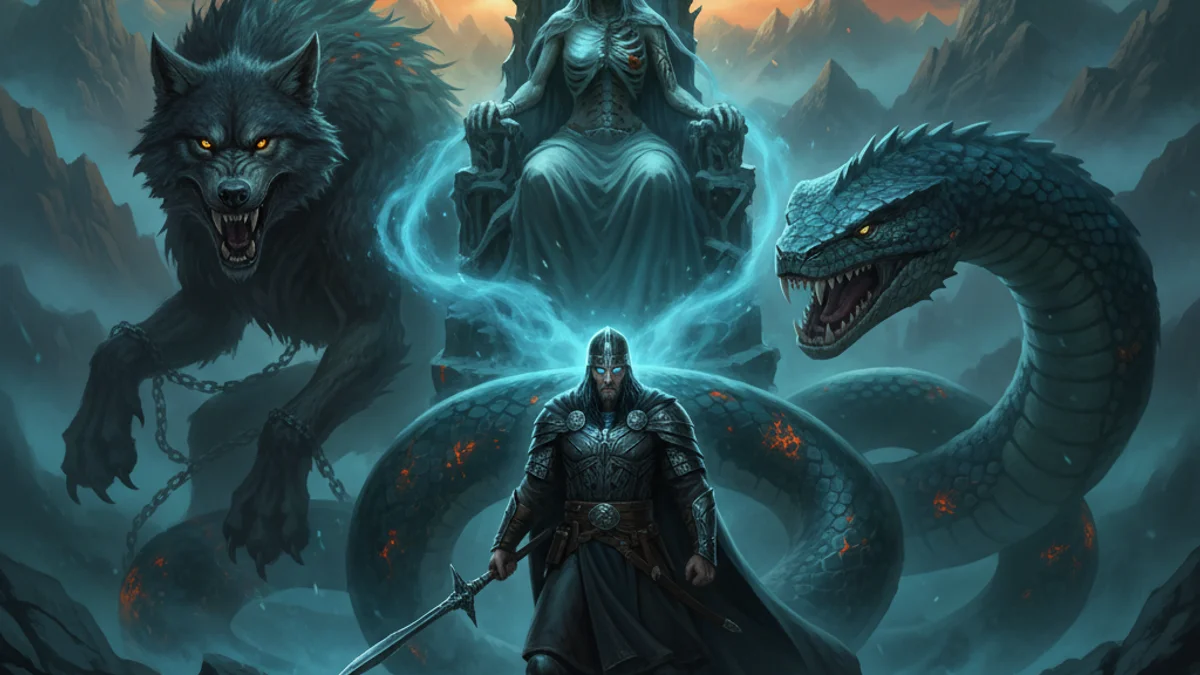 Illustration for Loki's Children - a aesir gods Norse Myths story with moral lessons