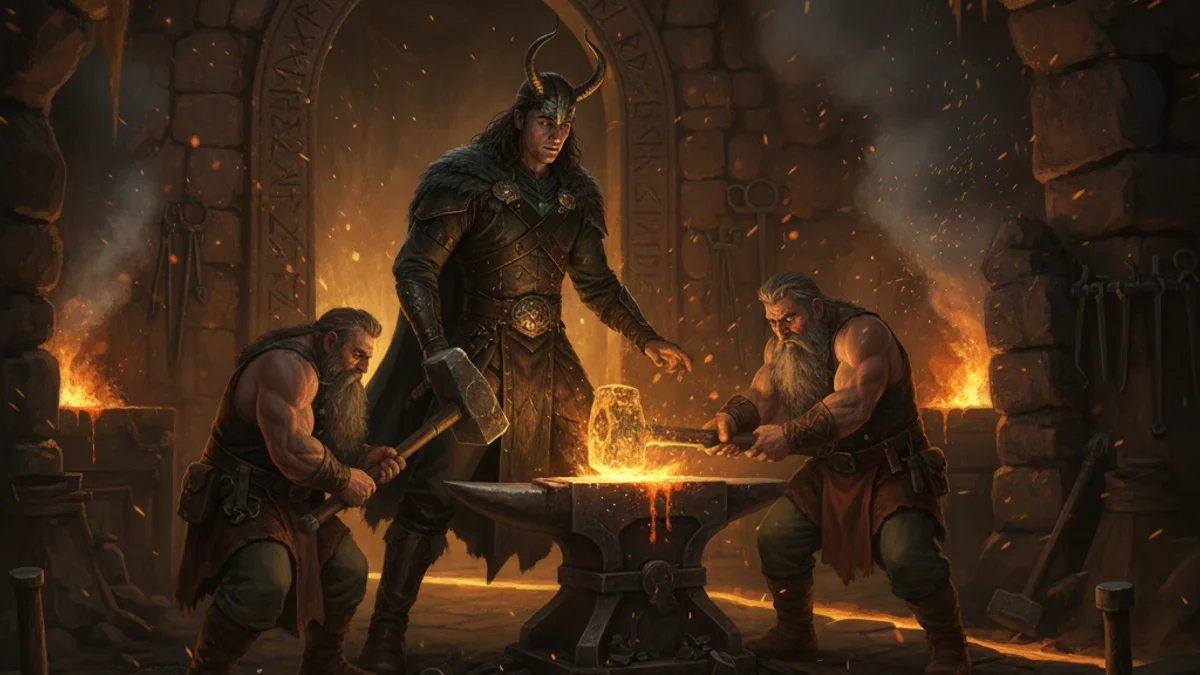 Loki's Mischief - Aesir Gods story illustration from Norse Myths