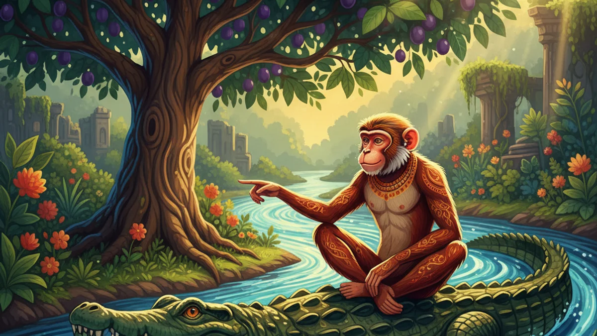 Illustration for Loss of Gains - a tales of wisdom and strategy Panchatantra story with moral lessons