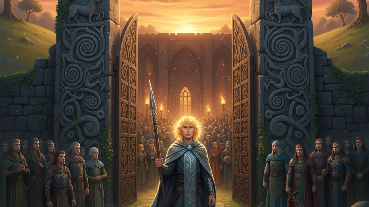 Illustration for Lugh Arrives at Tara - a irish gods and goddesses Celtic Myths story with moral lessons