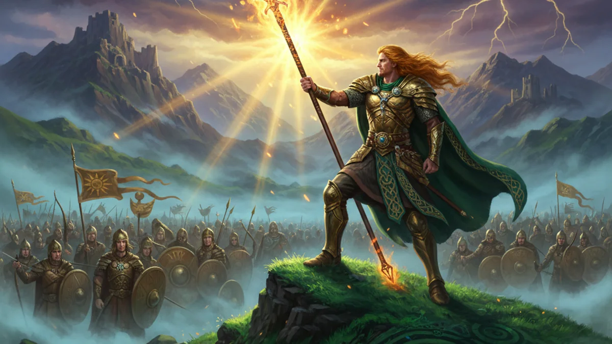 Lugh's Spear - Irish Gods and Goddesses story illustration from Celtic Myths