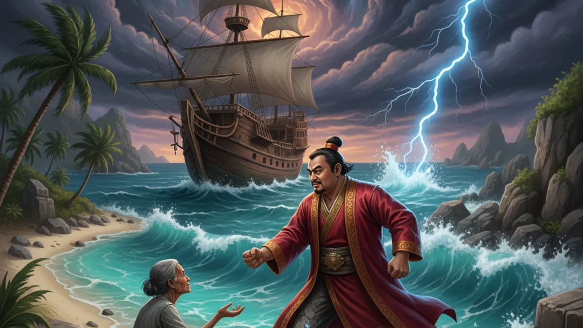 Malin Kundang the Ungrateful Son - Classic Legends story illustration from Indonesian Folklore