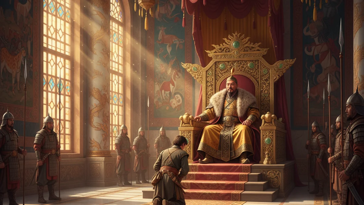 Illustration for Marco Polo at Kublai's Court - a tales of mongol conquests Mongolian Epics story with moral lessons