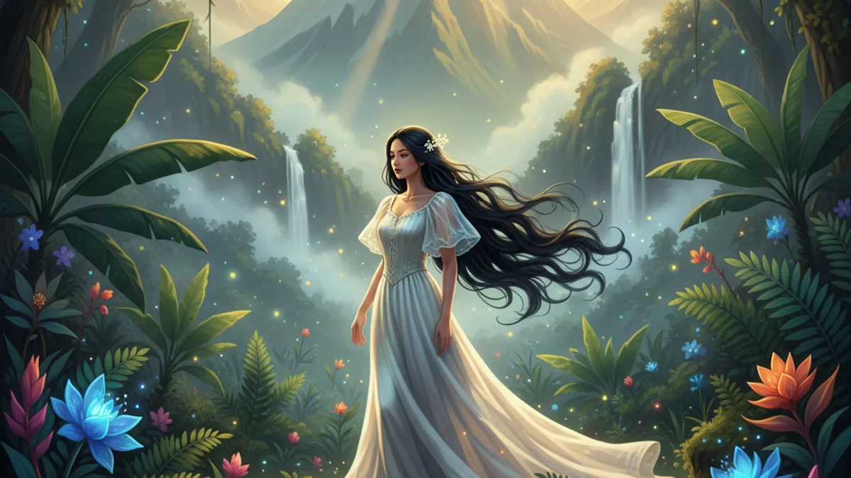Maria Makiling - Mountain Spirits story illustration from Filipino Mythology