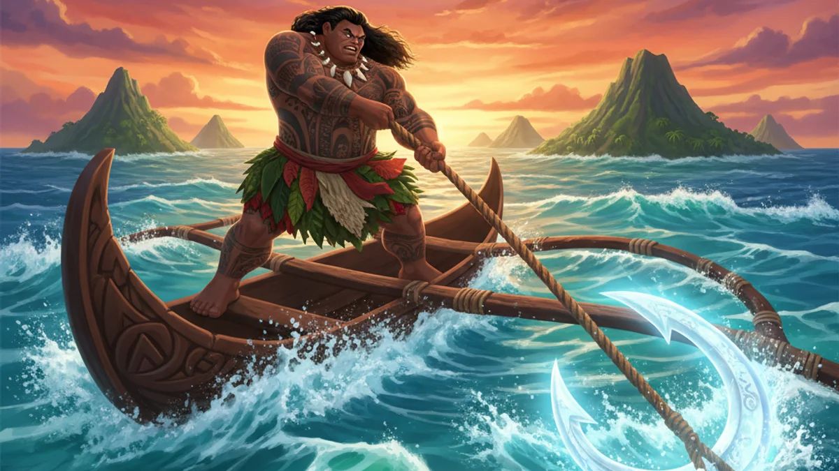 Maui's Fishhook - Tales story illustration from Tongan Mythology