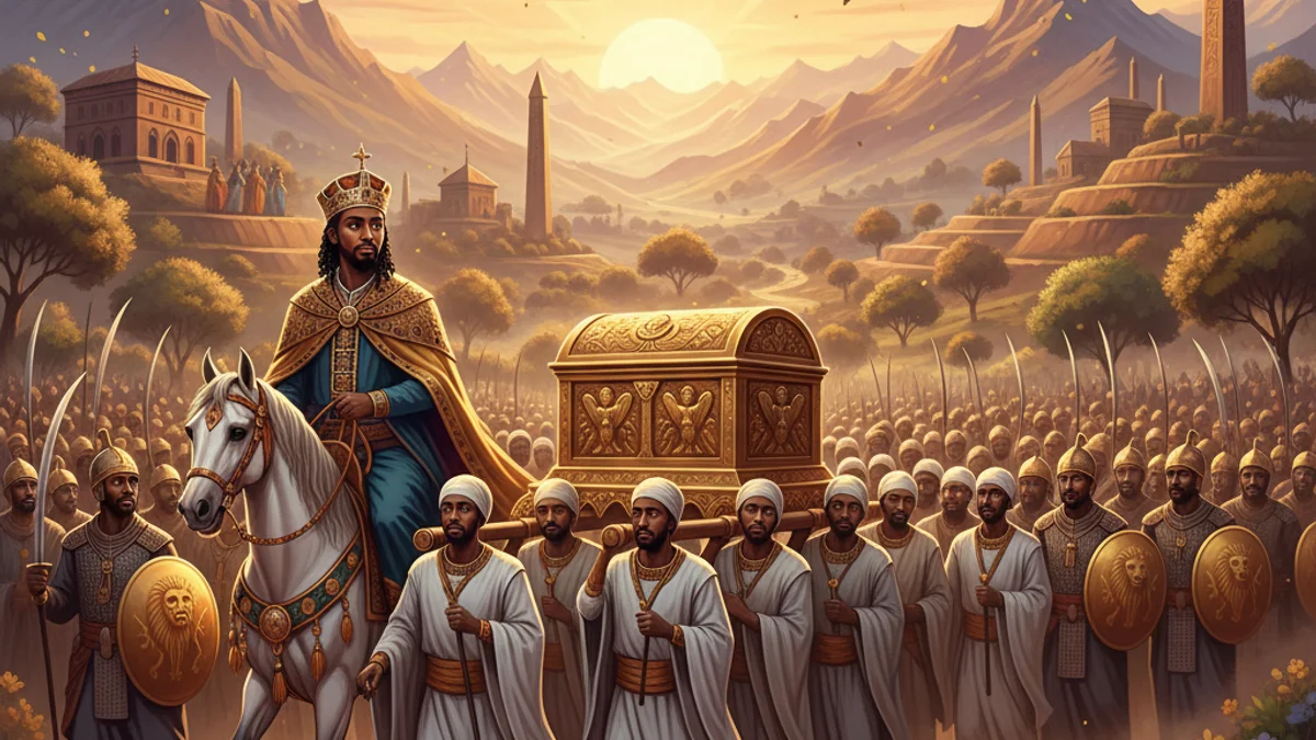 Illustration for Menelik Son of Solomon - a origin legends Ethiopian Folklore story with moral lessons