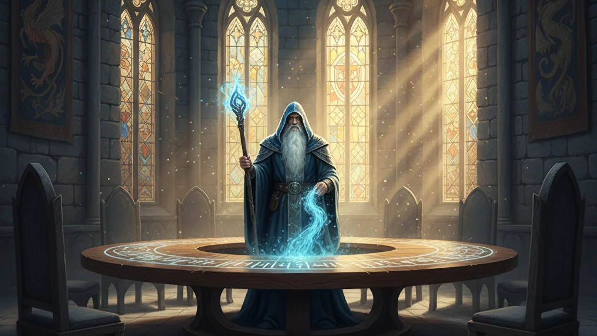 Merlin Creates the Round Table - Tales of Merlin story illustration from Arthurian Legends