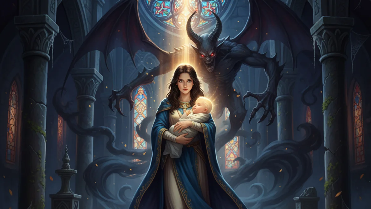 Merlin's Birth - Tales of Merlin story illustration from Arthurian Legends