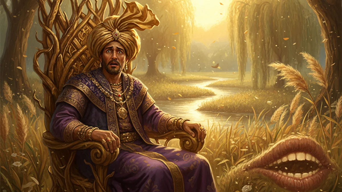 Illustration for Midas and the Donkey Ears - a famous myths Greek Myths story with moral lessons