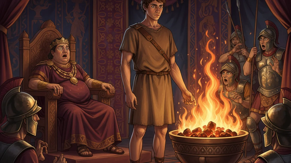 Illustration for Mucius Scaevola and the Fire - a roman heroes Roman Mythology story with moral lessons