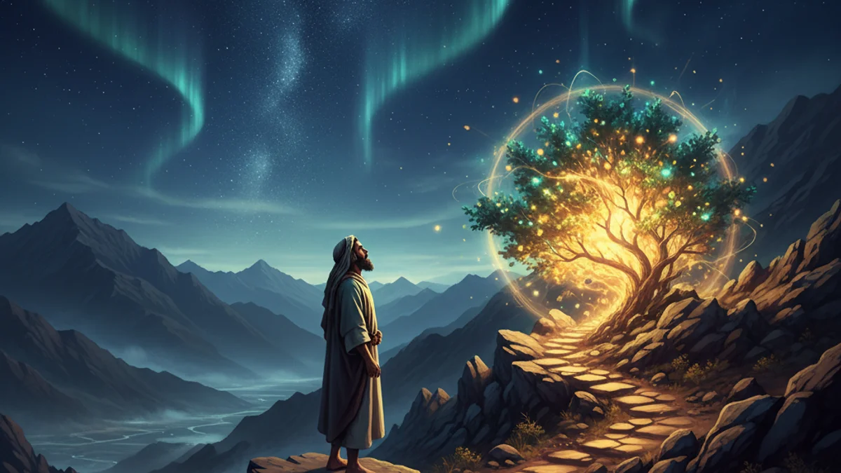 Illustration for Musa and the Burning Bush - a prophets Islamic Tales story with moral lessons