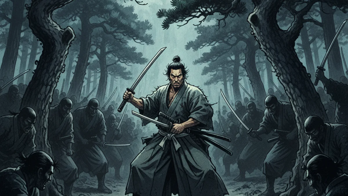 Illustration for Musashi and the Yoshioka School - a legends of miyamoto musashi Japanese Samurai Legends story with moral lessons