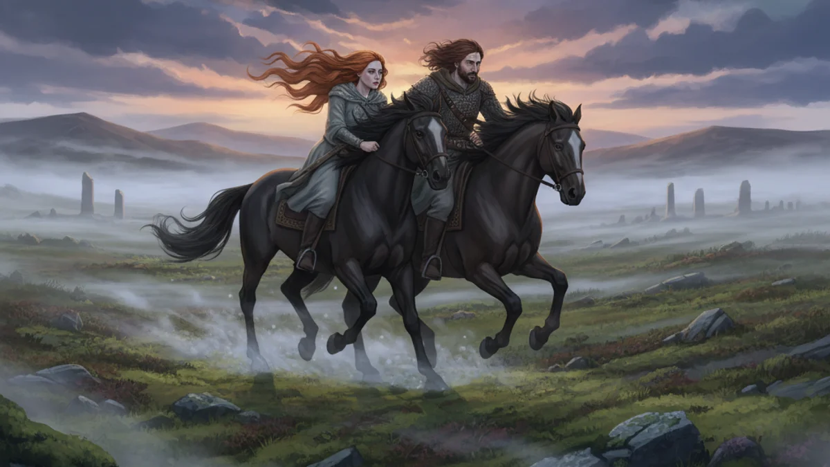 Naoise and Deirdre - Heroes of Ulster Cycle story illustration from Celtic Myths
