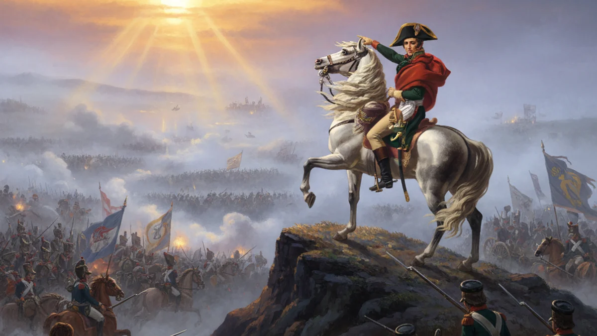 Illustration for Napoleon at Austerlitz - a napoleon leadership stories Tales of Historical Figures story with moral lessons