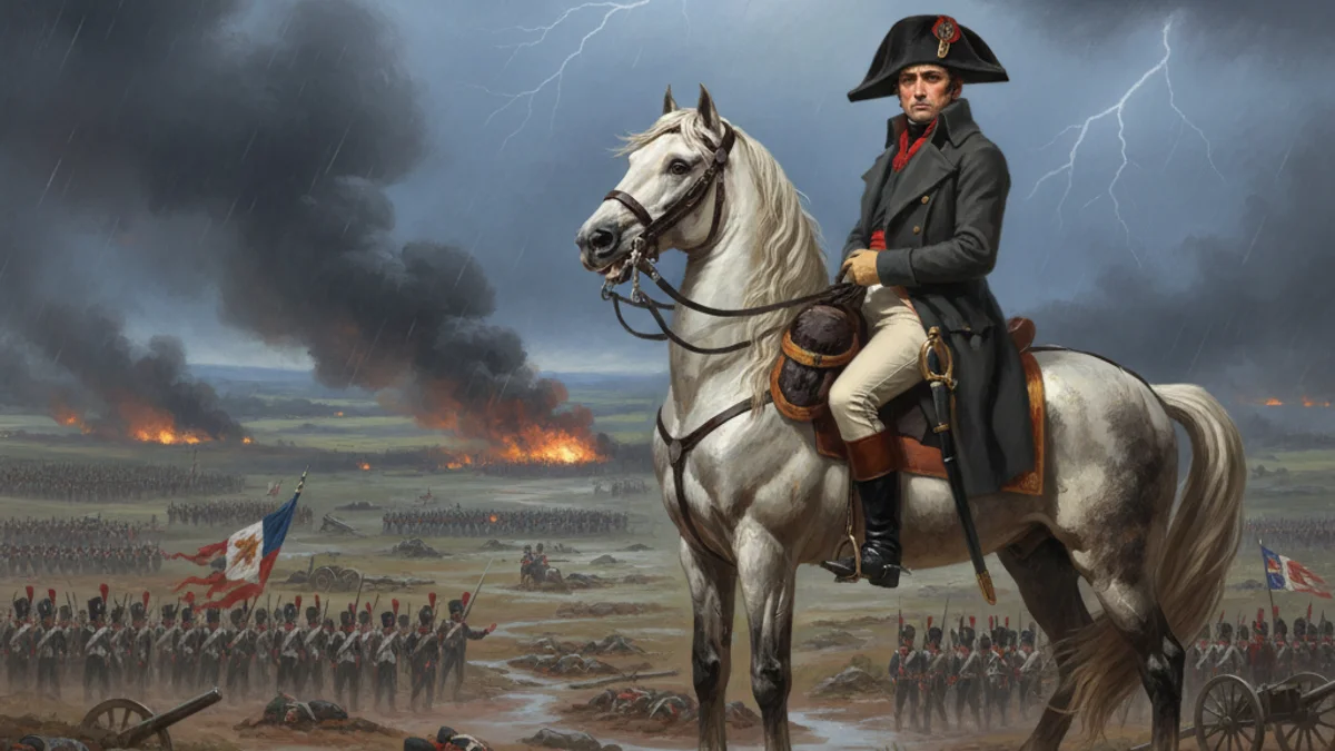 Illustration for Napoleon at Waterloo - a napoleon leadership stories Tales of Historical Figures story with moral lessons