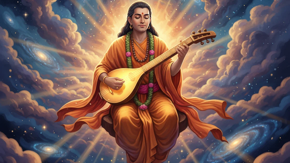 Illustration for Narada the Cosmic Messenger - a sage stories Hindu Epics story with moral lessons