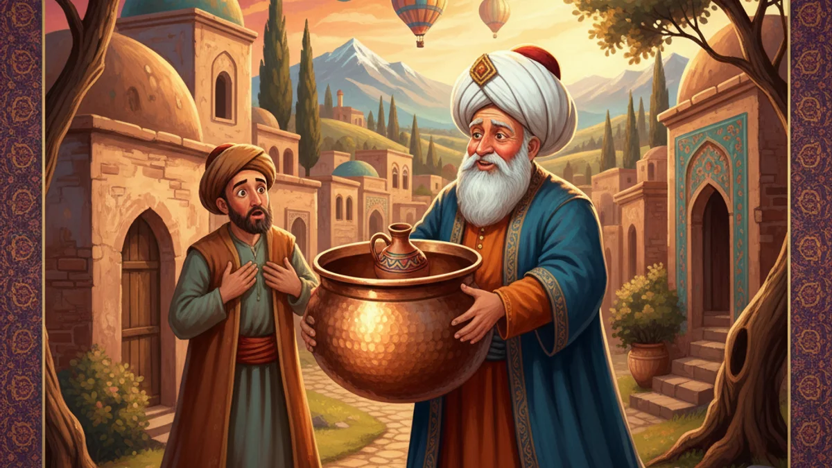 Nasreddin and the Borrowed Pot - Classic Tales story illustration from Turkish Folklore