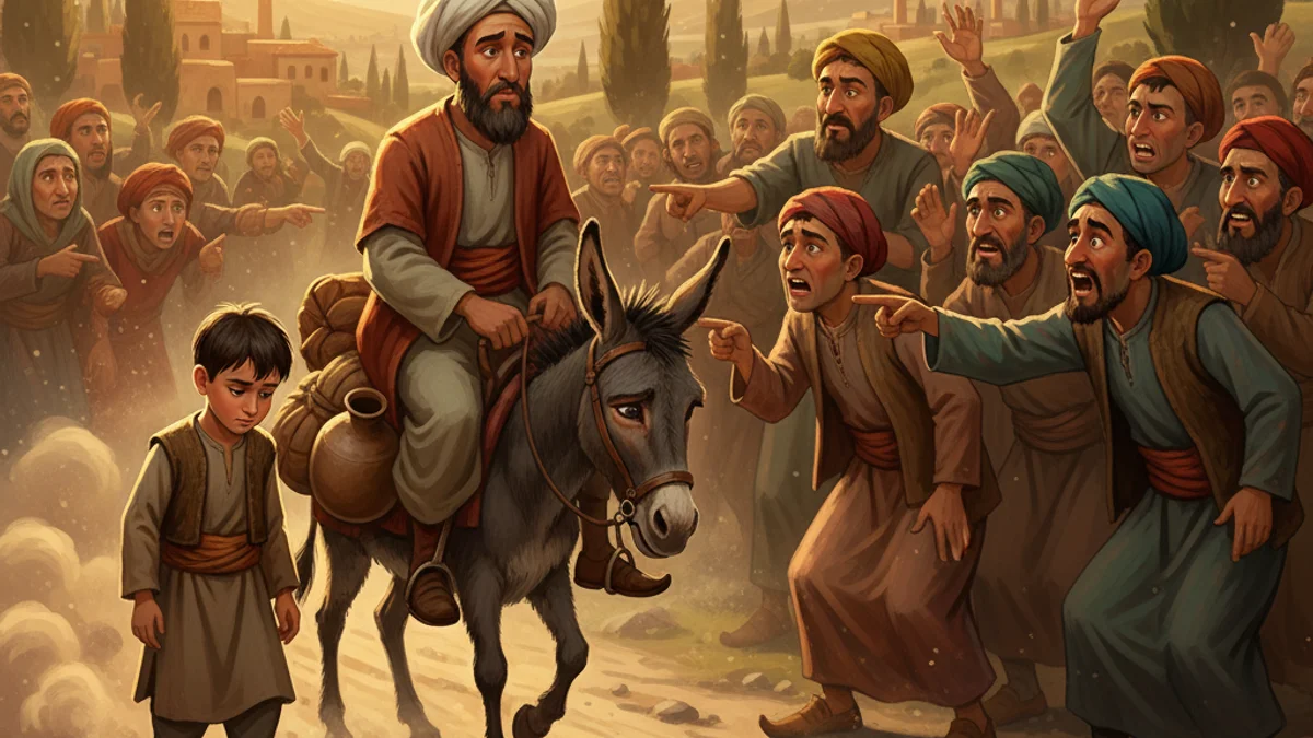Illustration for Nasreddin Hodja and the Donkey - a classic tales Turkish Folklore story with moral lessons