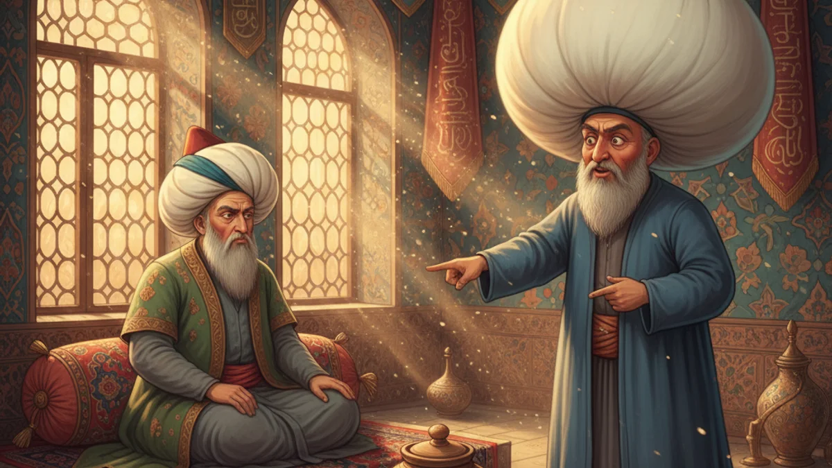 Illustration for Nasrudin and the Judge - a mulla nasrudin tales Sufi Parables story with moral lessons