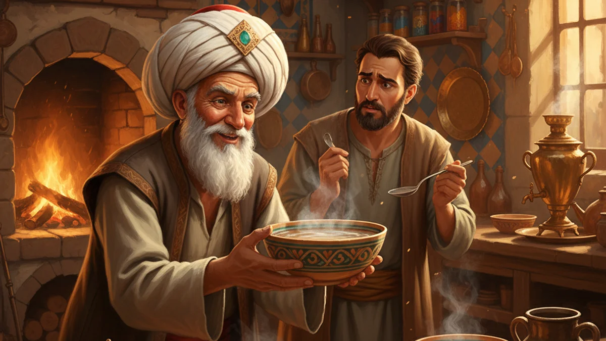 Illustration for Nasrudin's Duck Soup - a mulla nasrudin tales Sufi Parables story with moral lessons