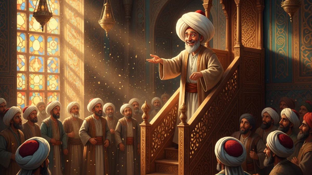 Illustration for Nasrudin's Sermon - a mulla nasrudin tales Sufi Parables story with moral lessons