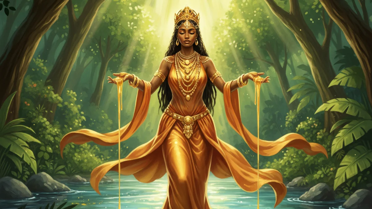 Illustration for Ochun and the River - a cuban folklore African Diaspora story with moral lessons