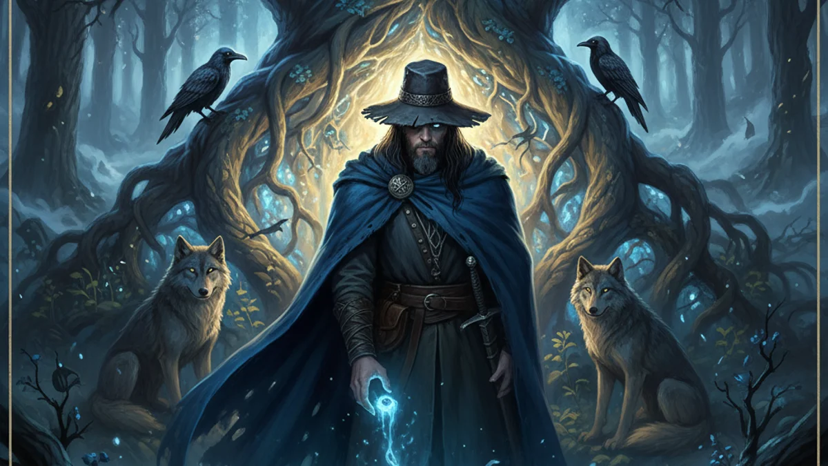 Illustration for Odin's Quest for Wisdom - a aesir gods Norse Myths story with moral lessons