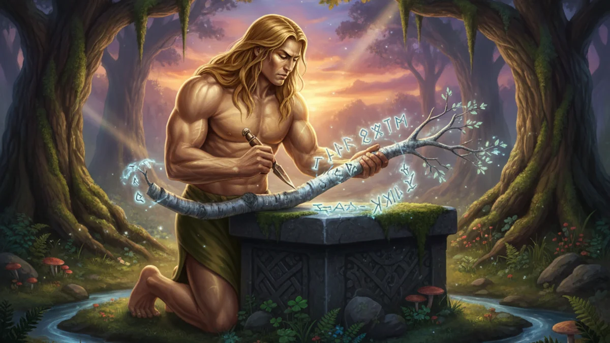 Ogma Inventor of Ogham - Irish Gods and Goddesses story illustration from Celtic Myths