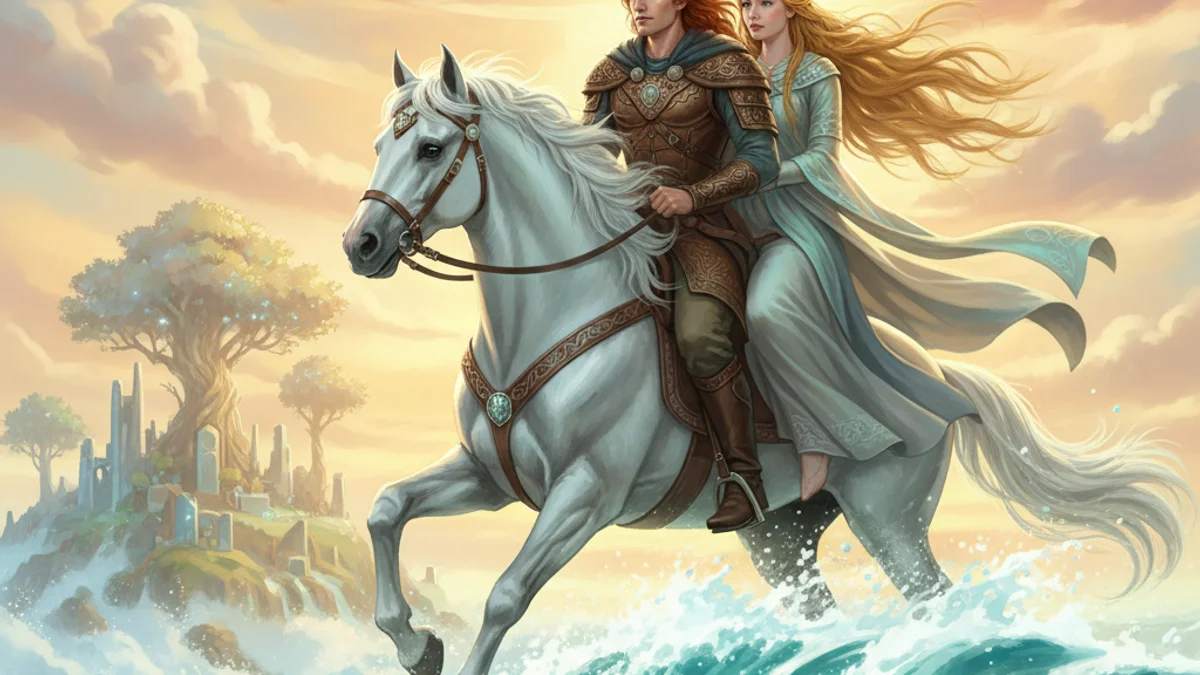 Illustration for Oisín in Tír na nÓg - a famous legends Celtic Myths story with moral lessons