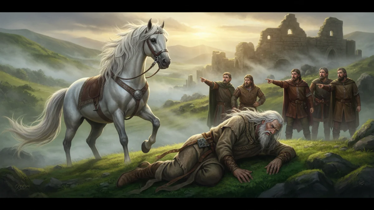 Illustration for Oisín Returns to Ireland - a famous legends Celtic Myths story with moral lessons