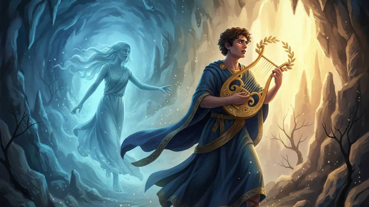 Illustration for Orpheus in the Underworld - a underworld journeys Cross-Cultural Themes story with moral lessons