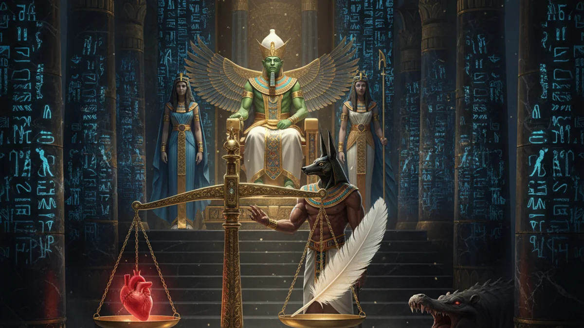 Illustration for Osiris Judge of the Dead - a tales of the afterlife Egyptian Mythology story with moral lessons