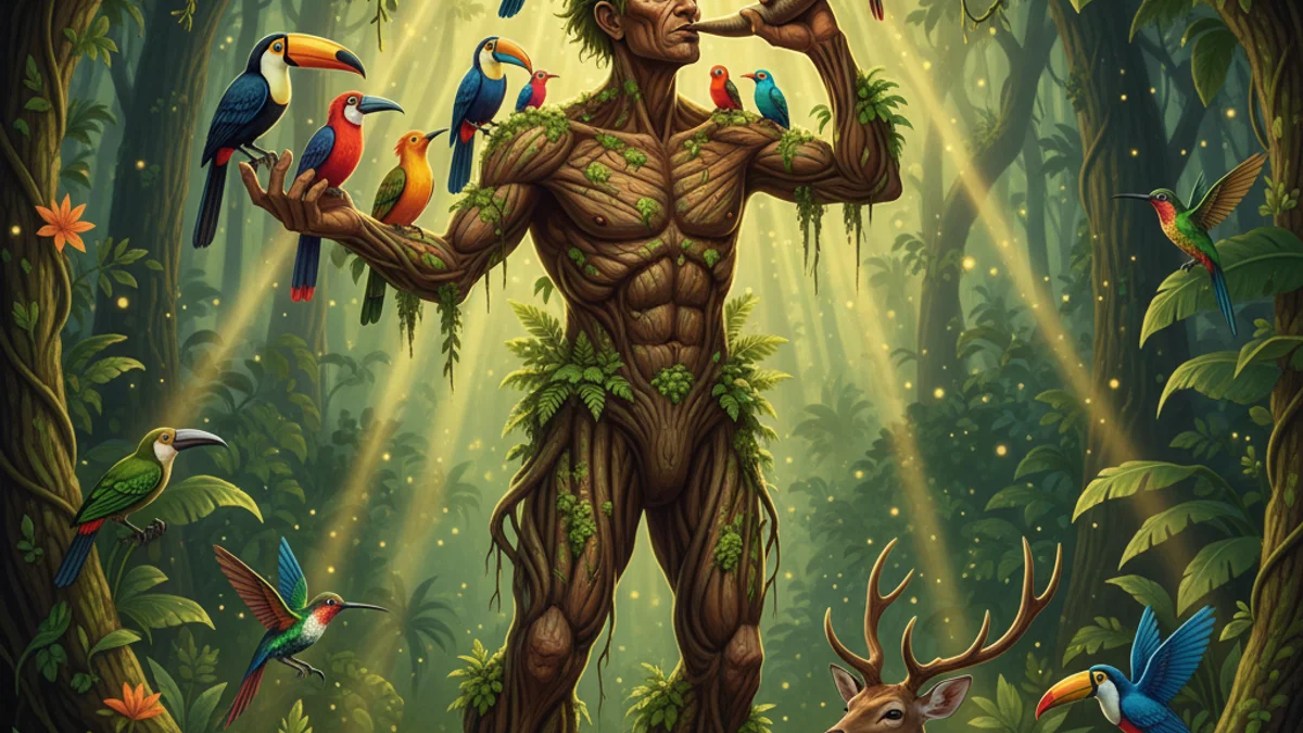 Papa Bois Guardian of the Forest - Supernatural Beings story illustration from Caribbean Folklore