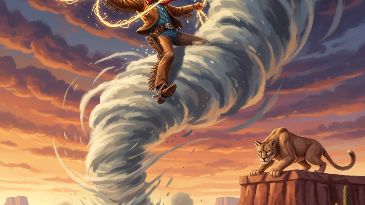 Pecos Bill - American Outlaws story illustration from Legendary Outlaws