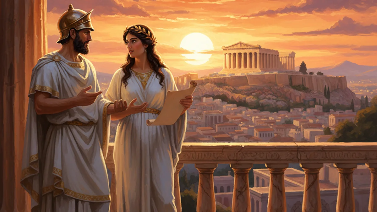 Pericles and Aspasia - Greek Statesmen story illustration from Ancient Legends