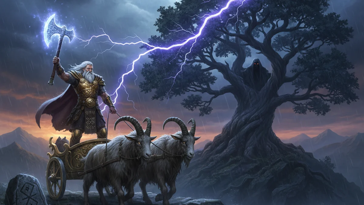 Perkunas the Thunder God - Lithuanian Legends story illustration from Baltic Mythology