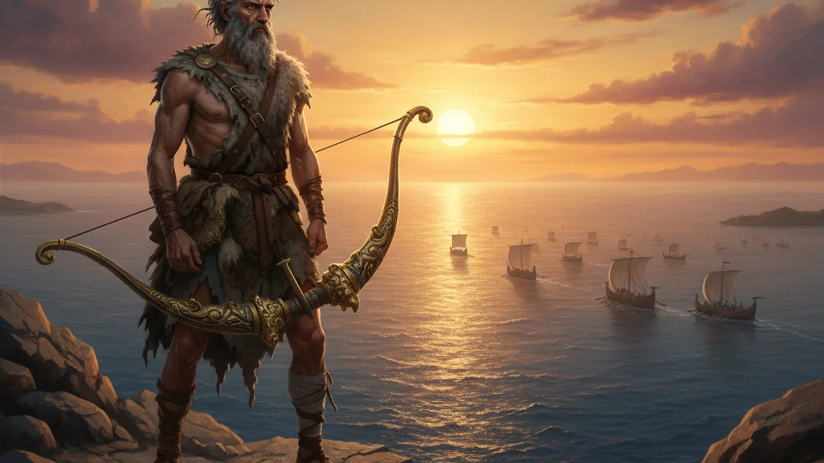 Illustration for Philoctetes and Hercules's Bow - a famous myths Greek Myths story with moral lessons
