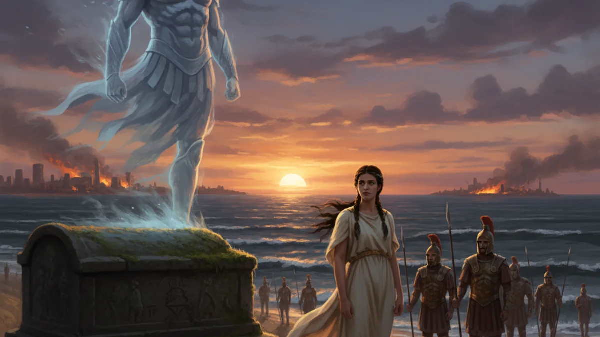 Illustration for Polyxena's Sacrifice - a famous myths Greek Myths story with moral lessons