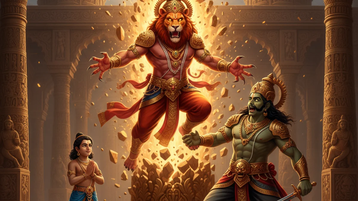 Illustration for Prahlada's Faith - a tales from the bhagavata purana Hindu Puranas story with moral lessons